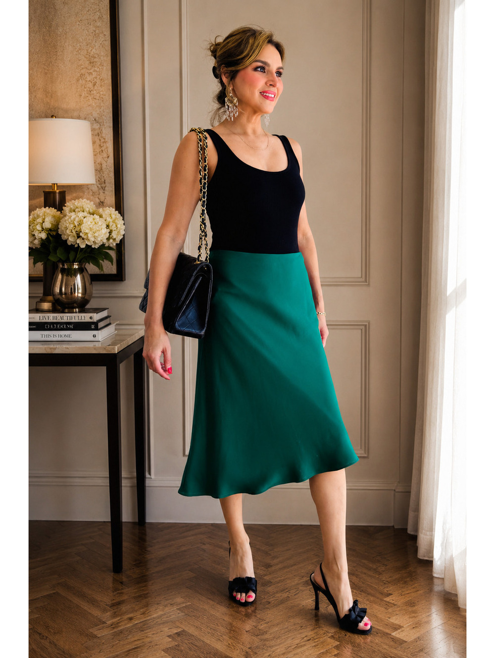 Trina Turk Emerald Green A-Line Skirt